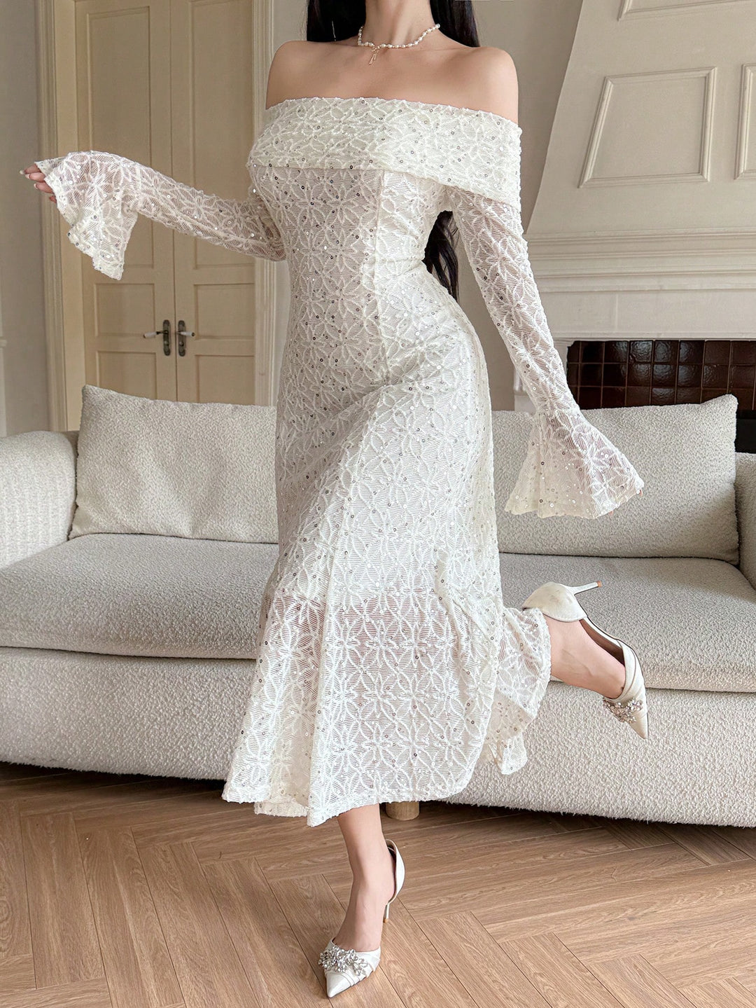 Rochie midi SHEIN, alb