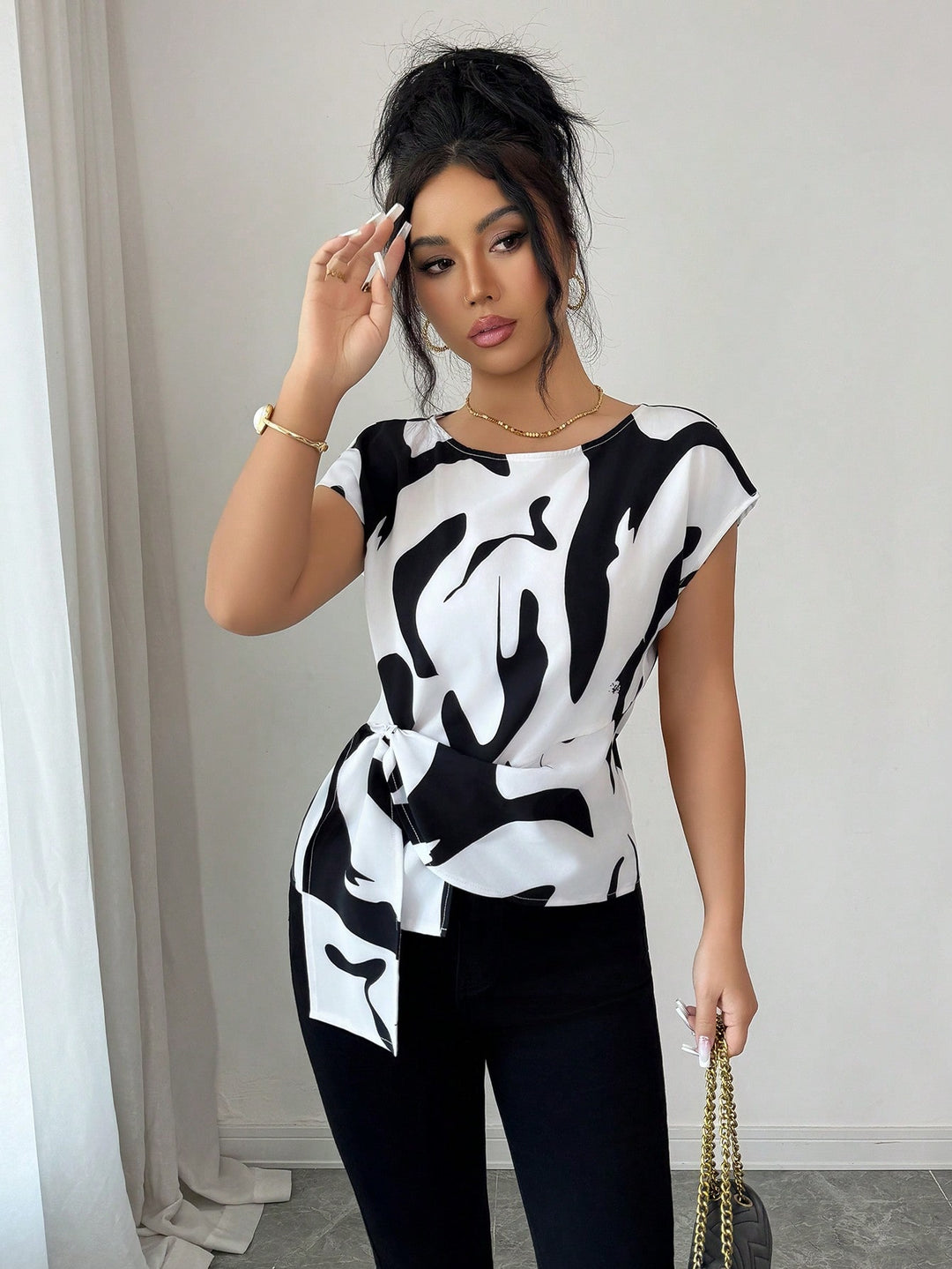 Bluza asimetrică SHEIN, negru