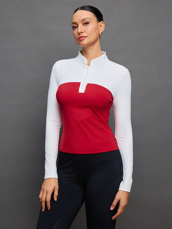Tricou cu mânecă lungă SHEIN, roșu