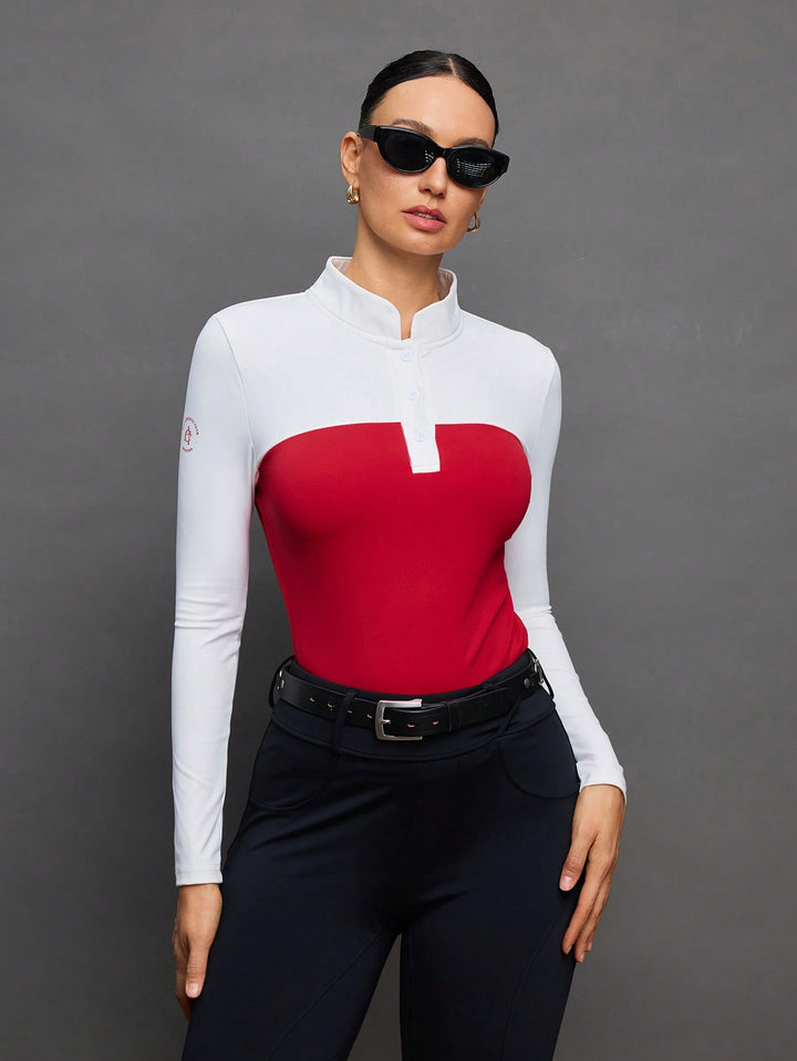 Tricou cu mânecă lungă SHEIN, roșu