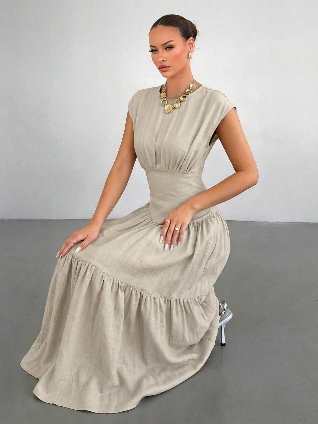 Rochie maxi SHEIN, bej