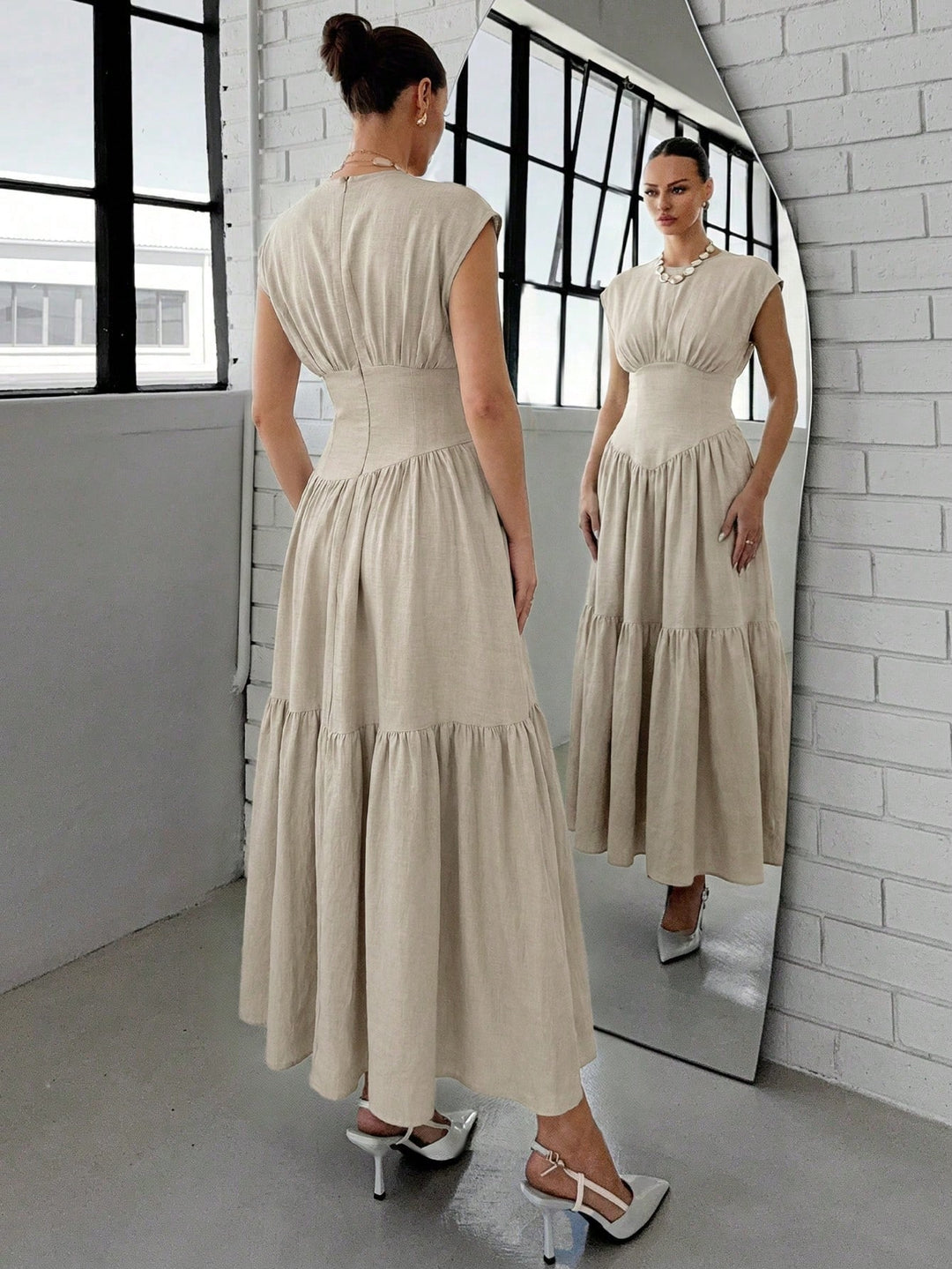Rochie maxi SHEIN, bej