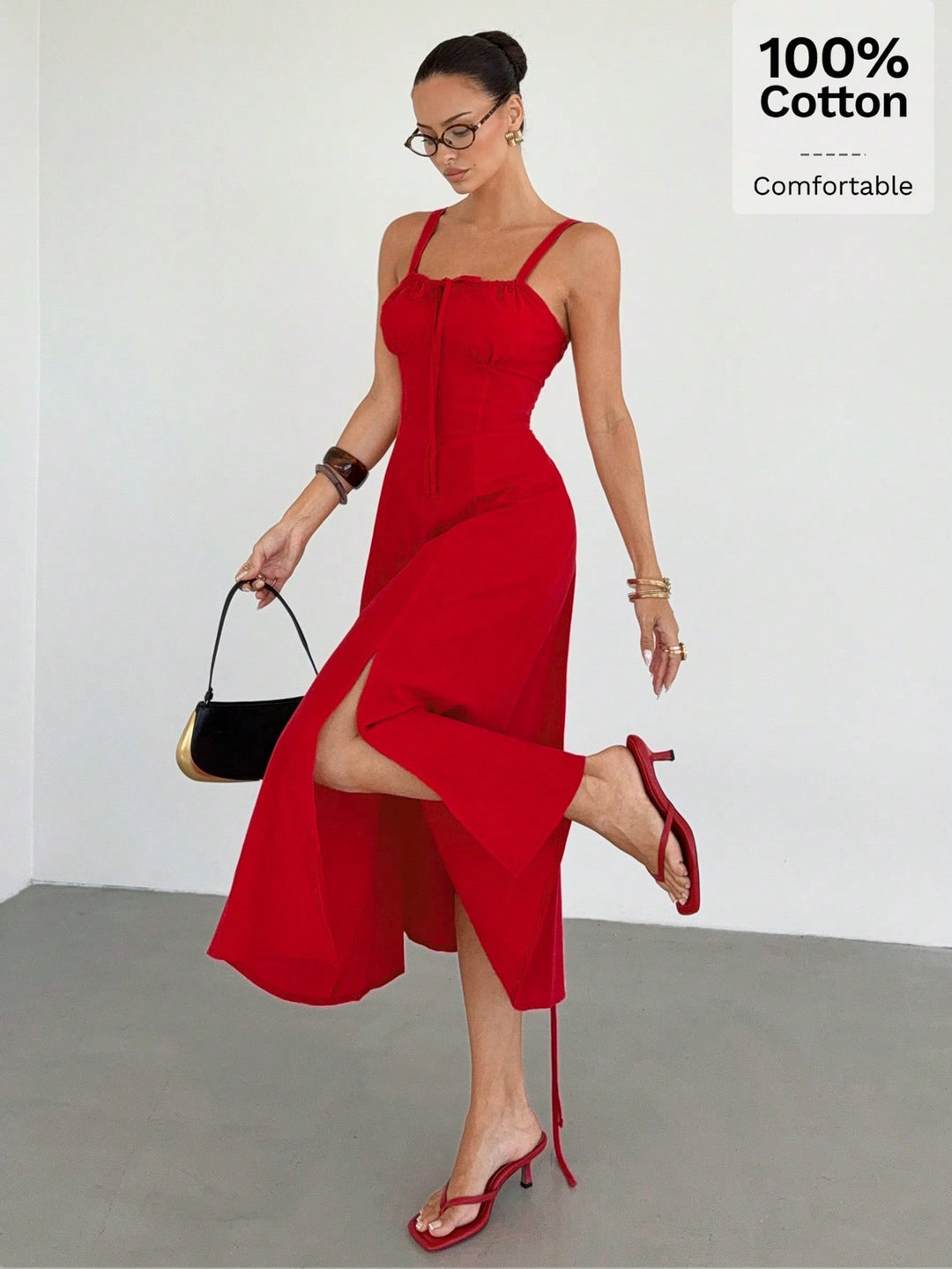 SHEIN midi ruha, piros
