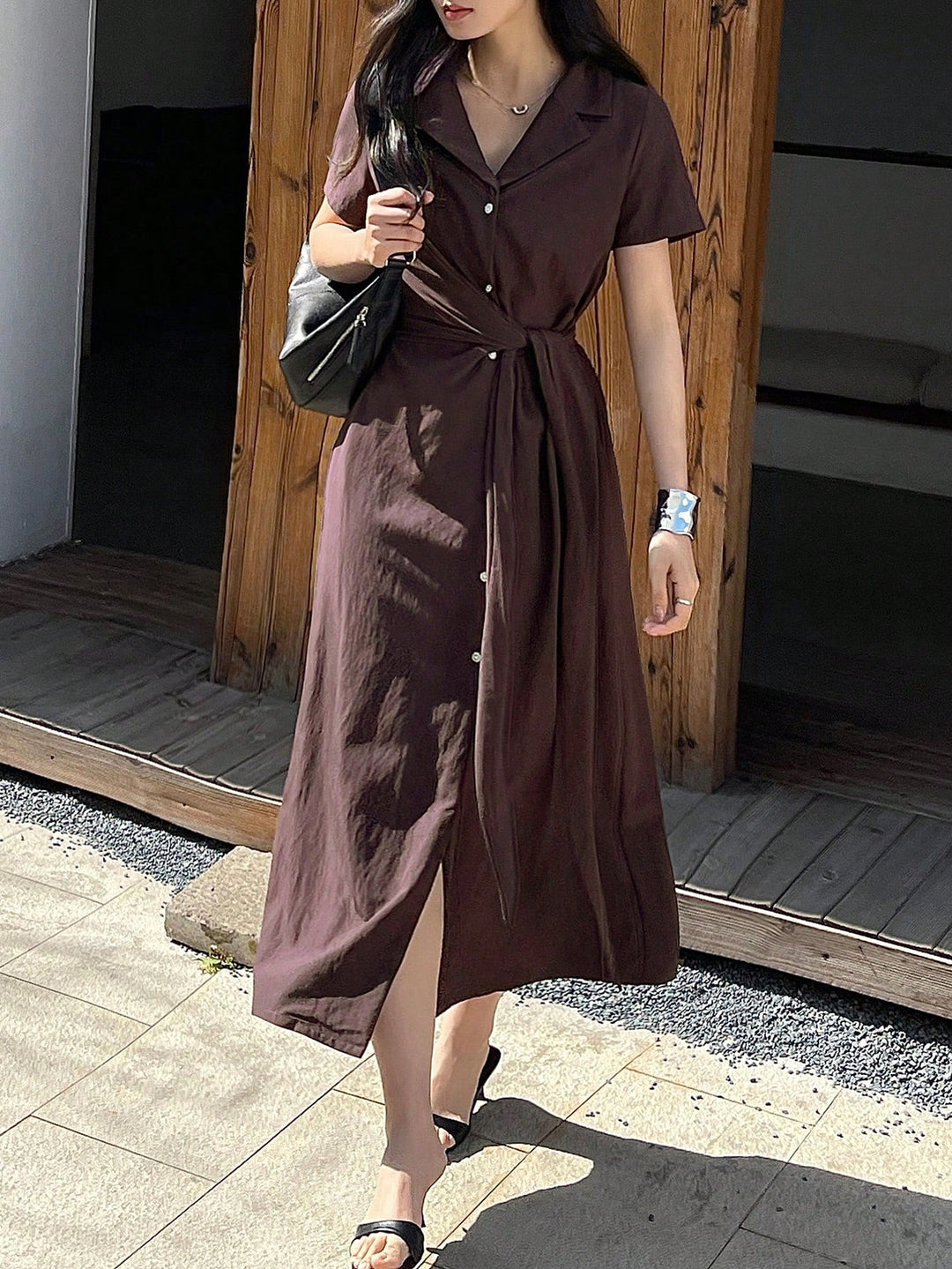 Rochie midi SHEIN, maro