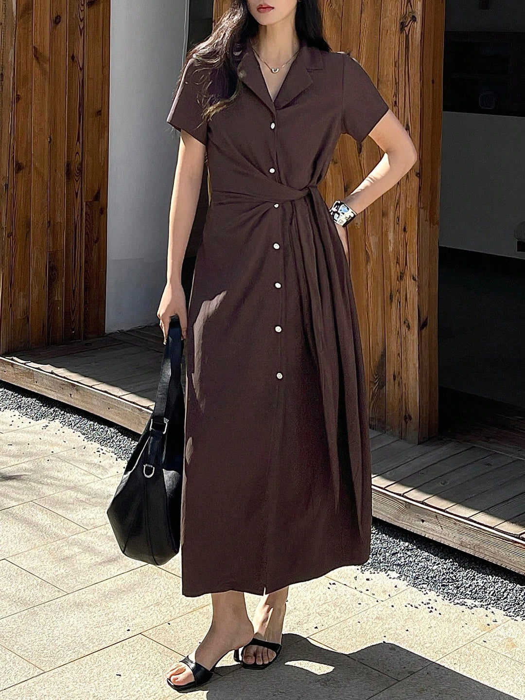 Rochie midi SHEIN, maro