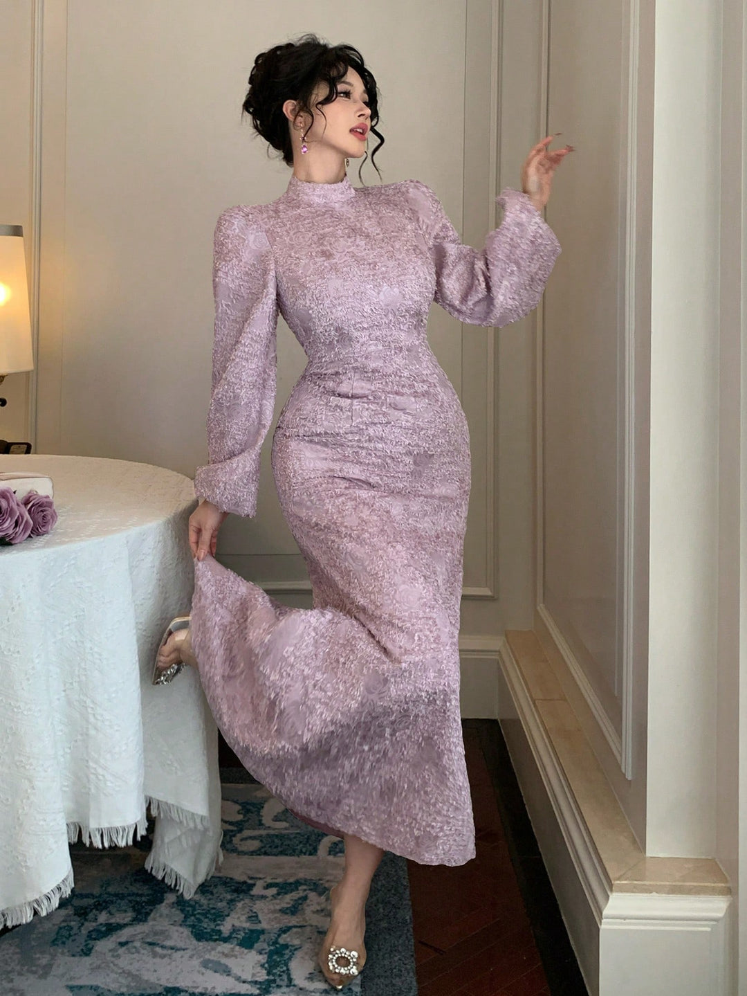 Rochie midi SHEIN, roz