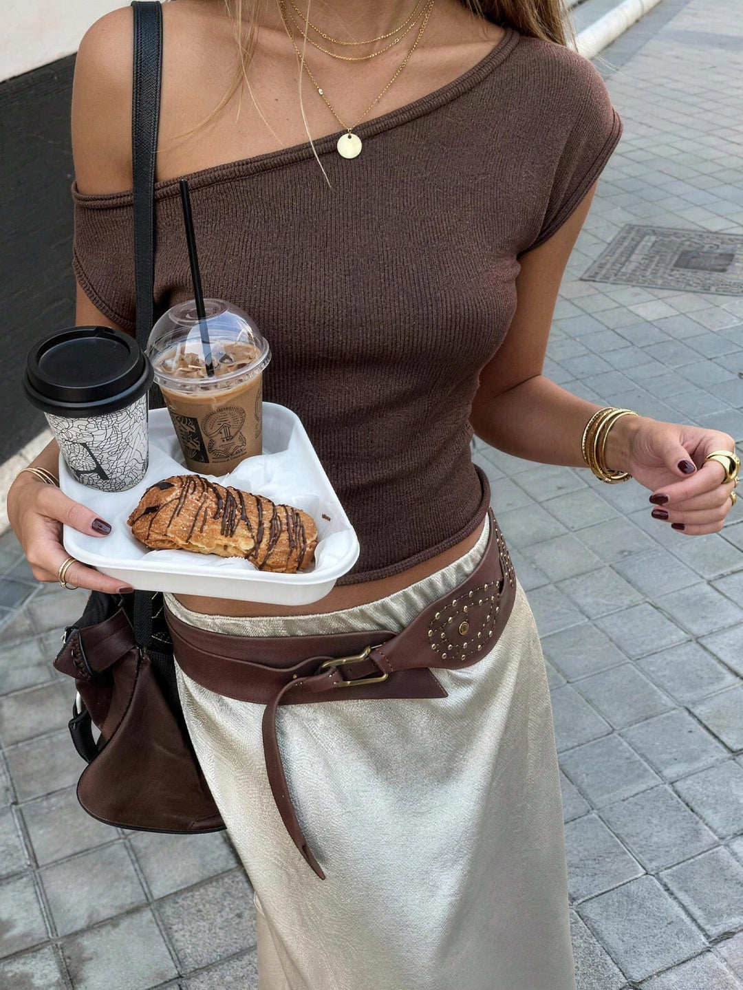 Cămașă tricotată SHEIN, maro