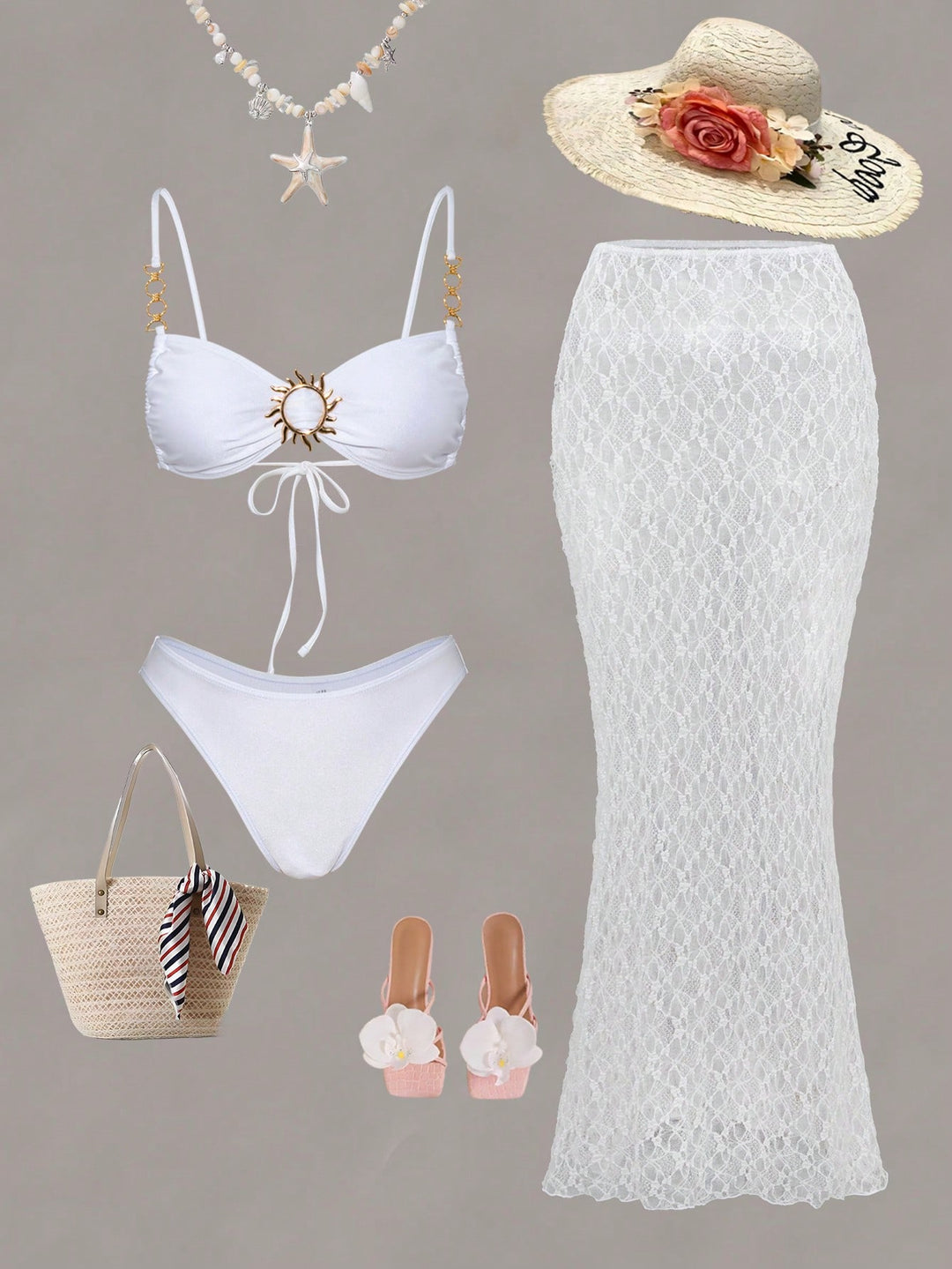 Set bikini SHEIN, alb