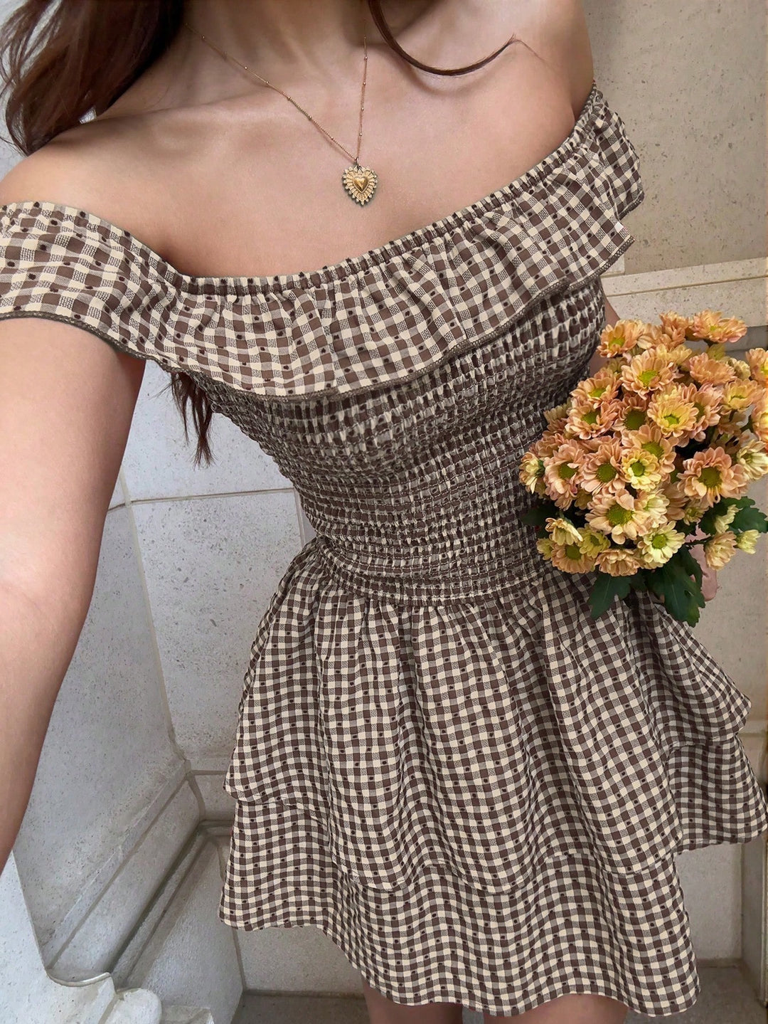 Rochie scurtă SHEIN, maro