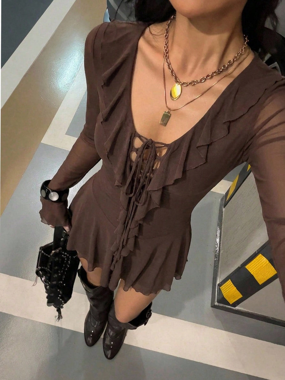 Rochie mini SHEIN, maro