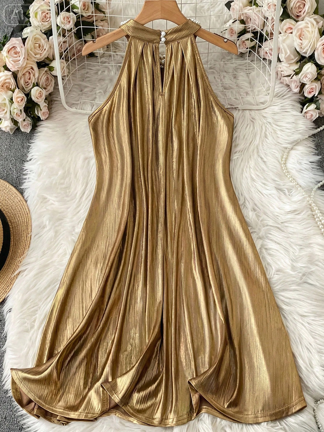 Rochie scurtă SHEIN, auriu