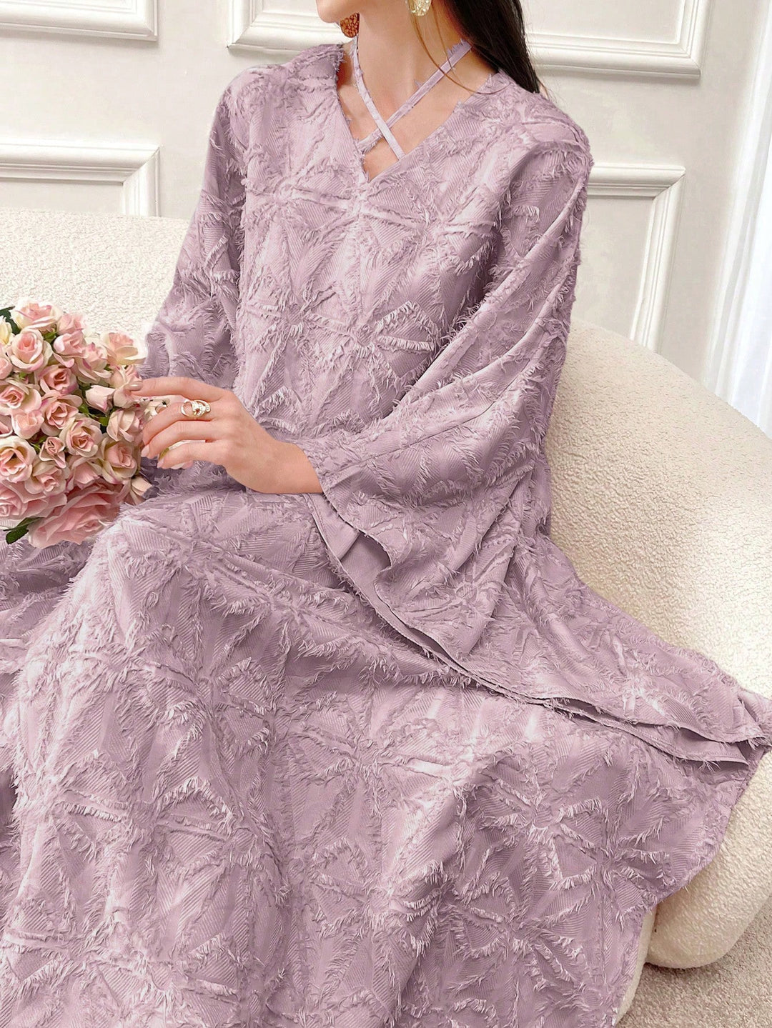 Set caftan și jalabiya SHEIN, mov