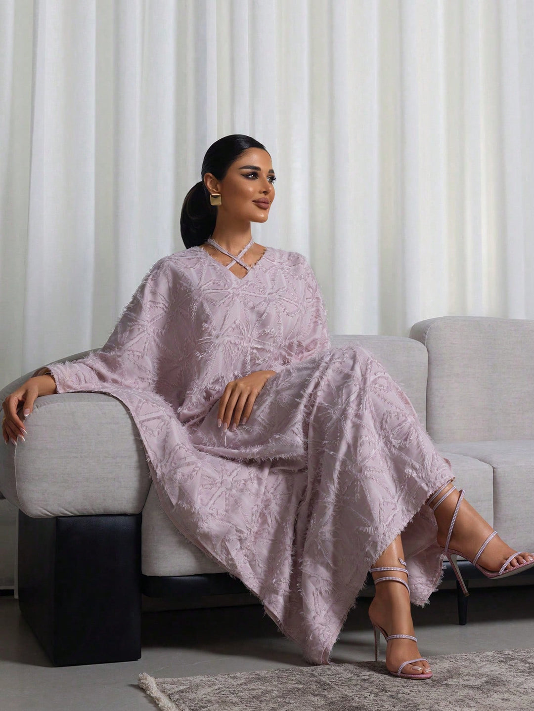 Set caftan și jalabiya SHEIN, mov