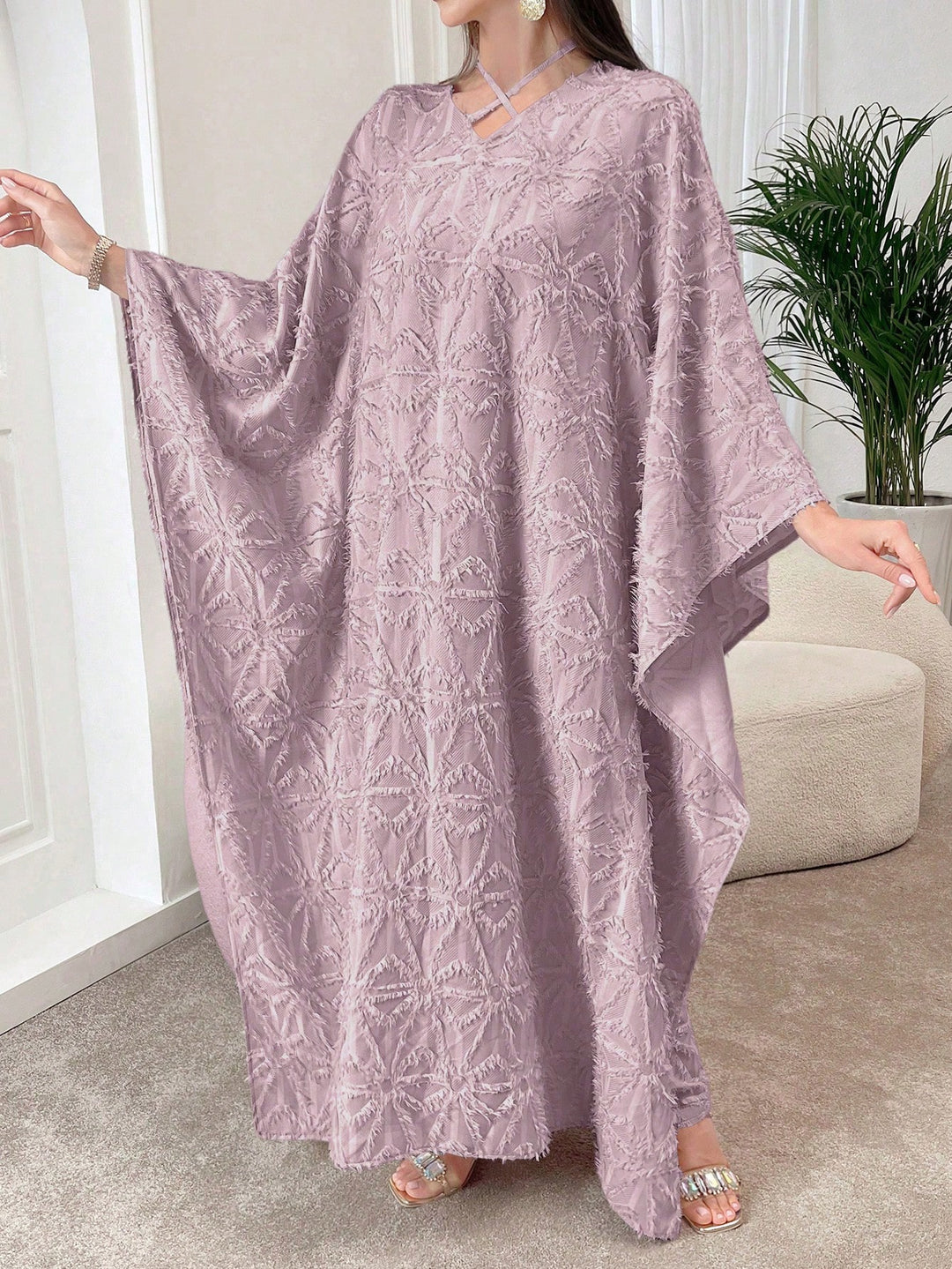 Set caftan și jalabiya SHEIN, mov