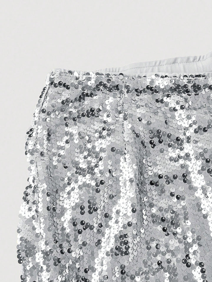 Pantalon SHEIN, argintiu
