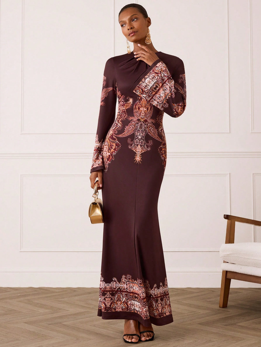Rochie maxi SHEIN, maro