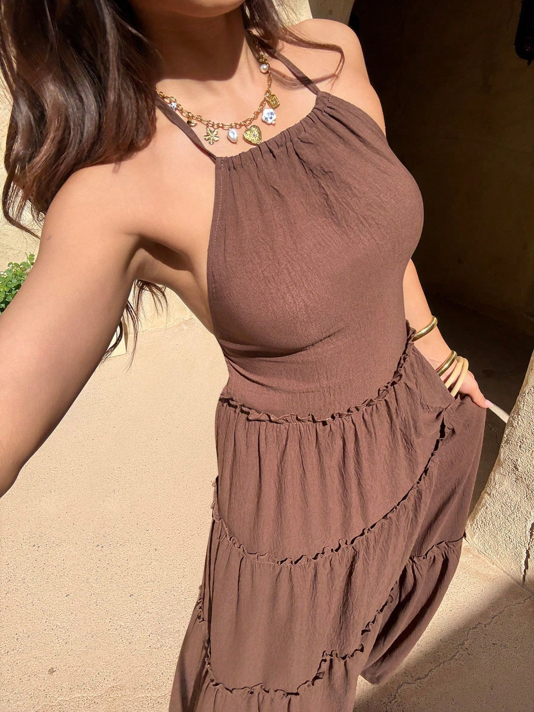Rochie maxi SHEIN, maro