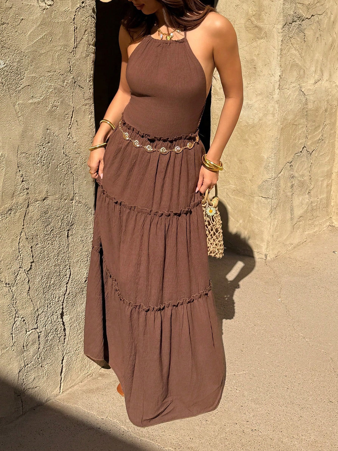 Rochie maxi SHEIN, maro