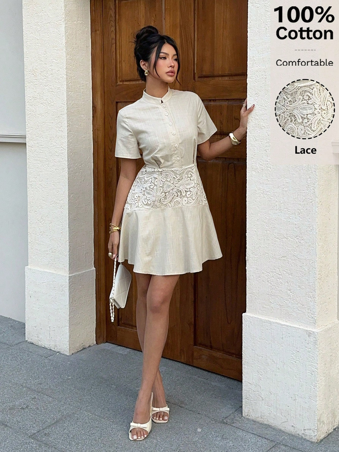 Rochie scurtă SHEIN, bej