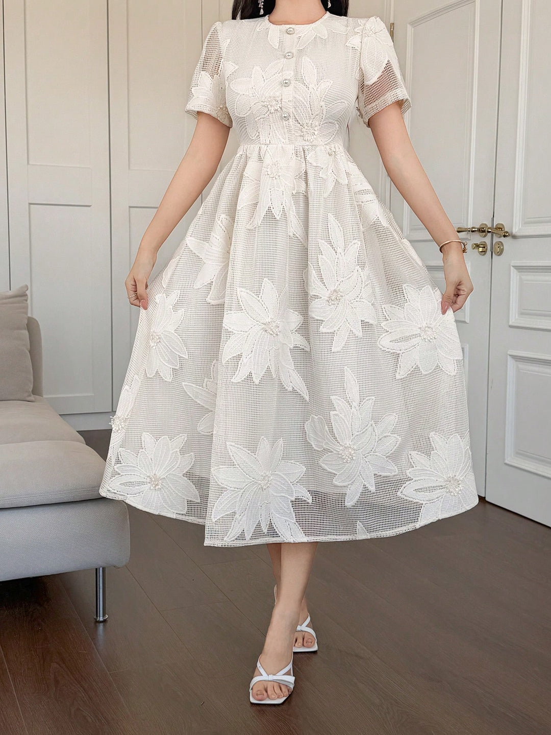 Rochie midi SHEIN, bej