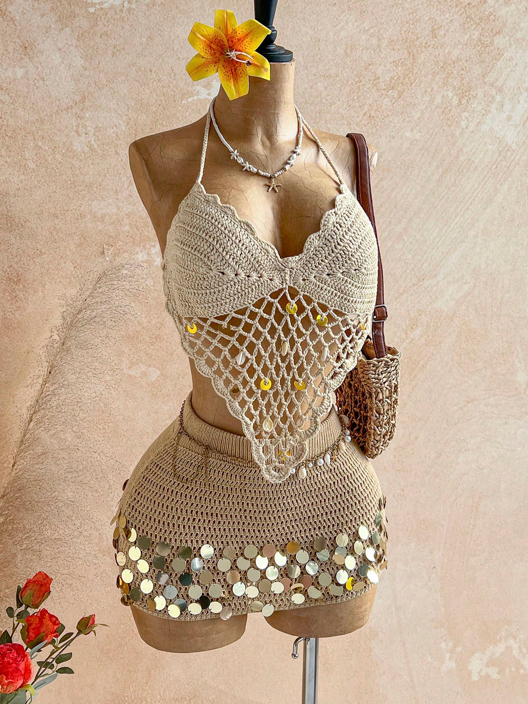 Top tricotat SHEIN, bej