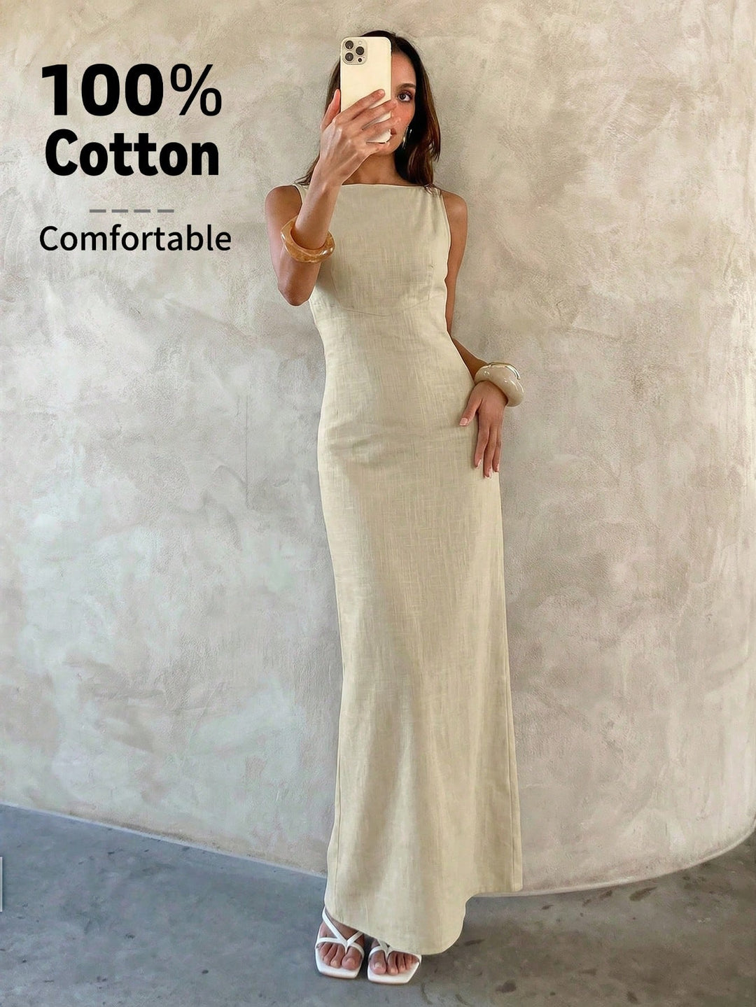 Rochie midi SHEIN, bej