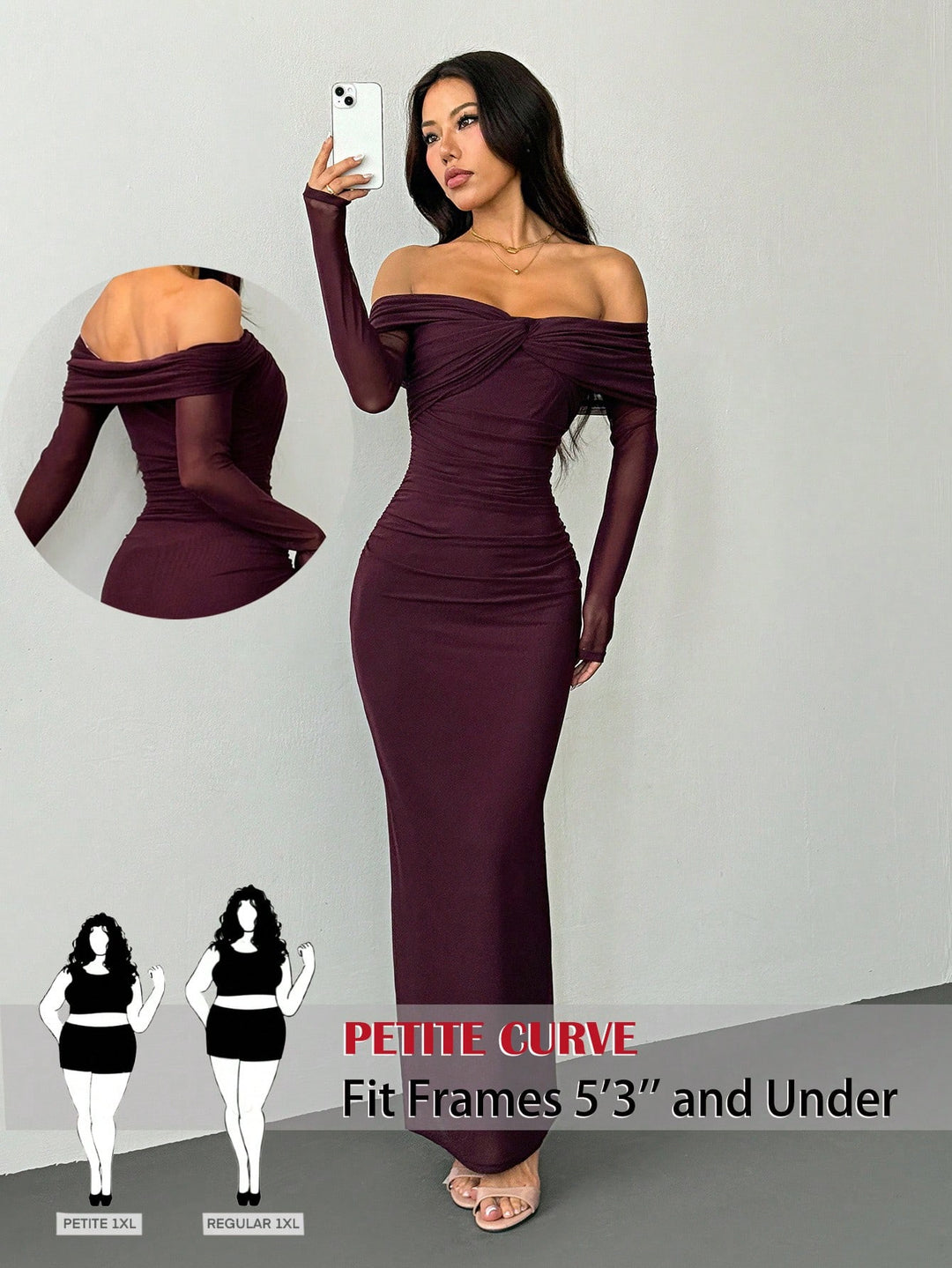 SHEIN bordó maxi ruha