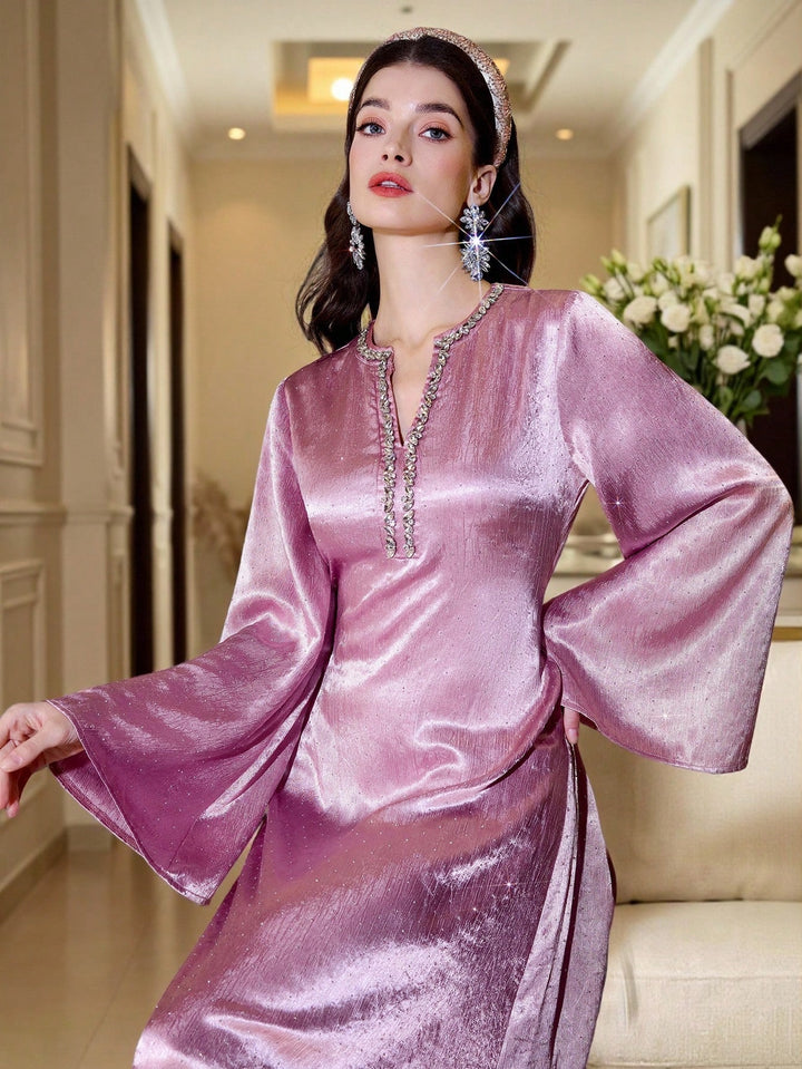 Set caftan și jalabiya SHEIN, roz