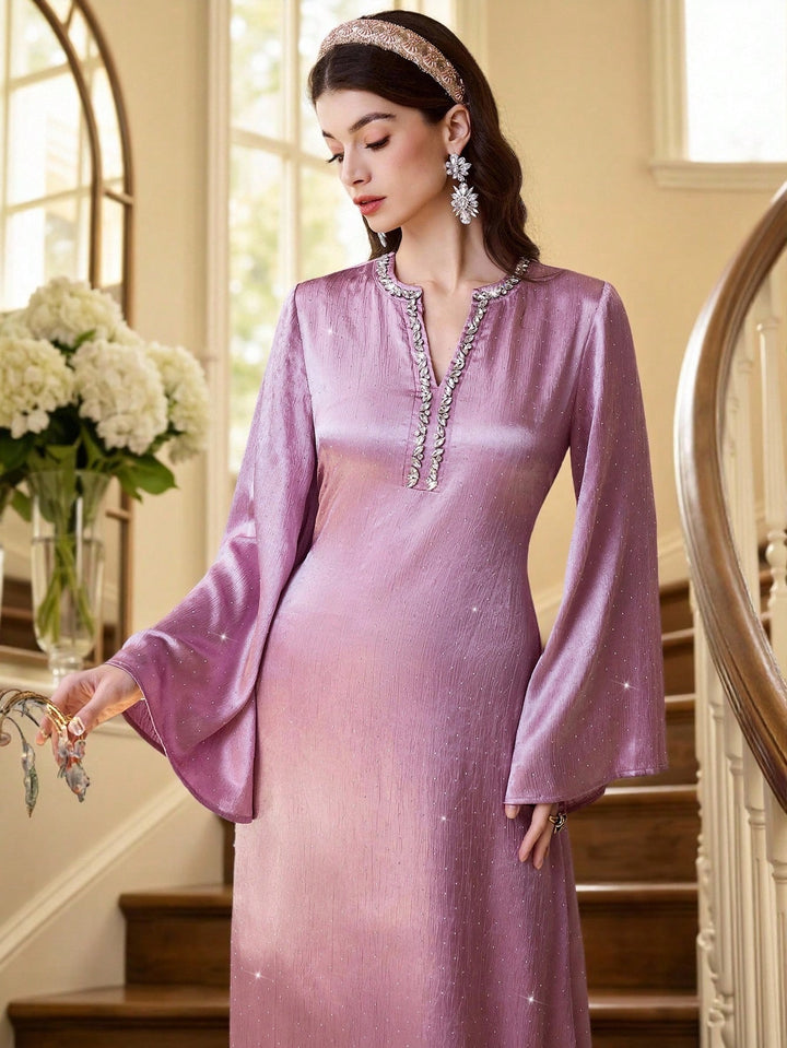 Set caftan și jalabiya SHEIN, roz