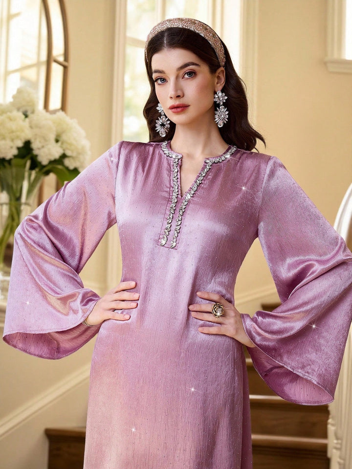 Set caftan și jalabiya SHEIN, roz