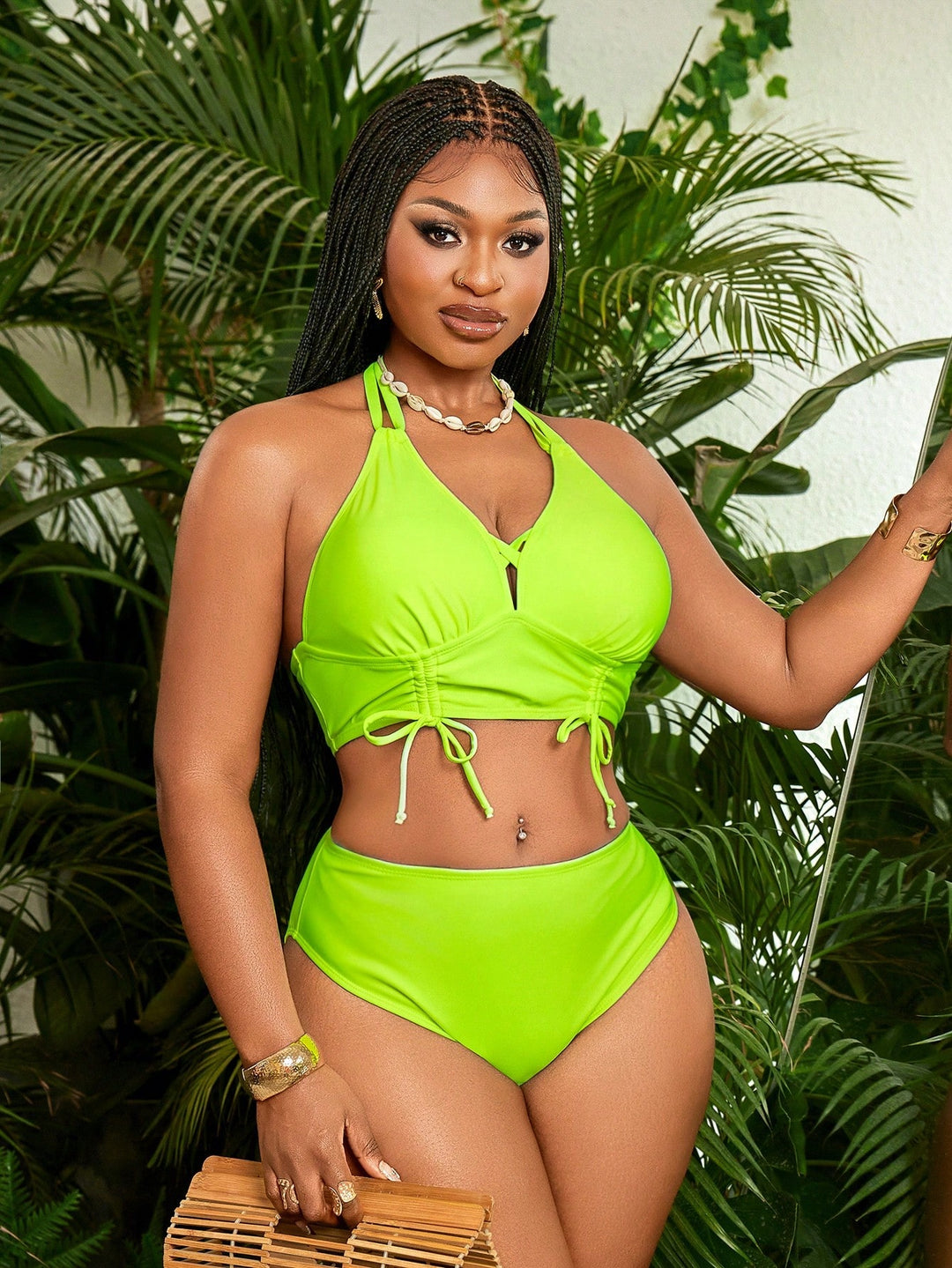 Costum de baie SHEIN, verde