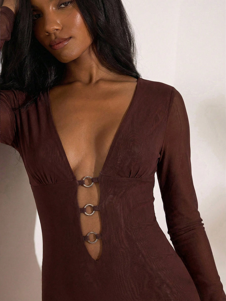 SHEIN mini ruha, barna