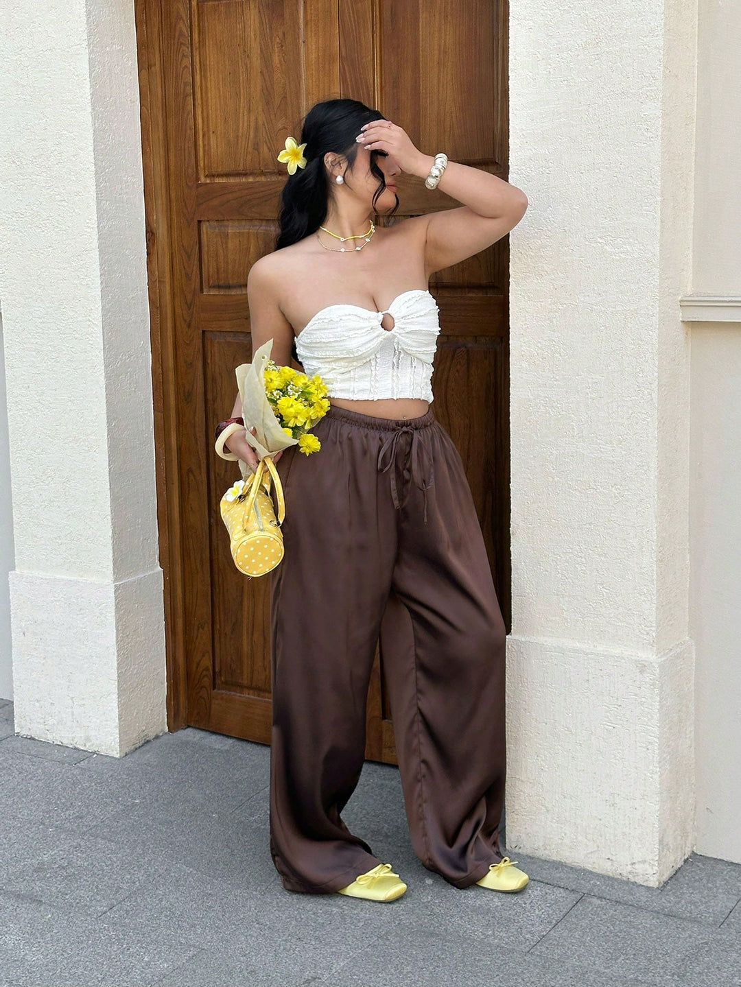 Pantaloni SHEIN, maro
