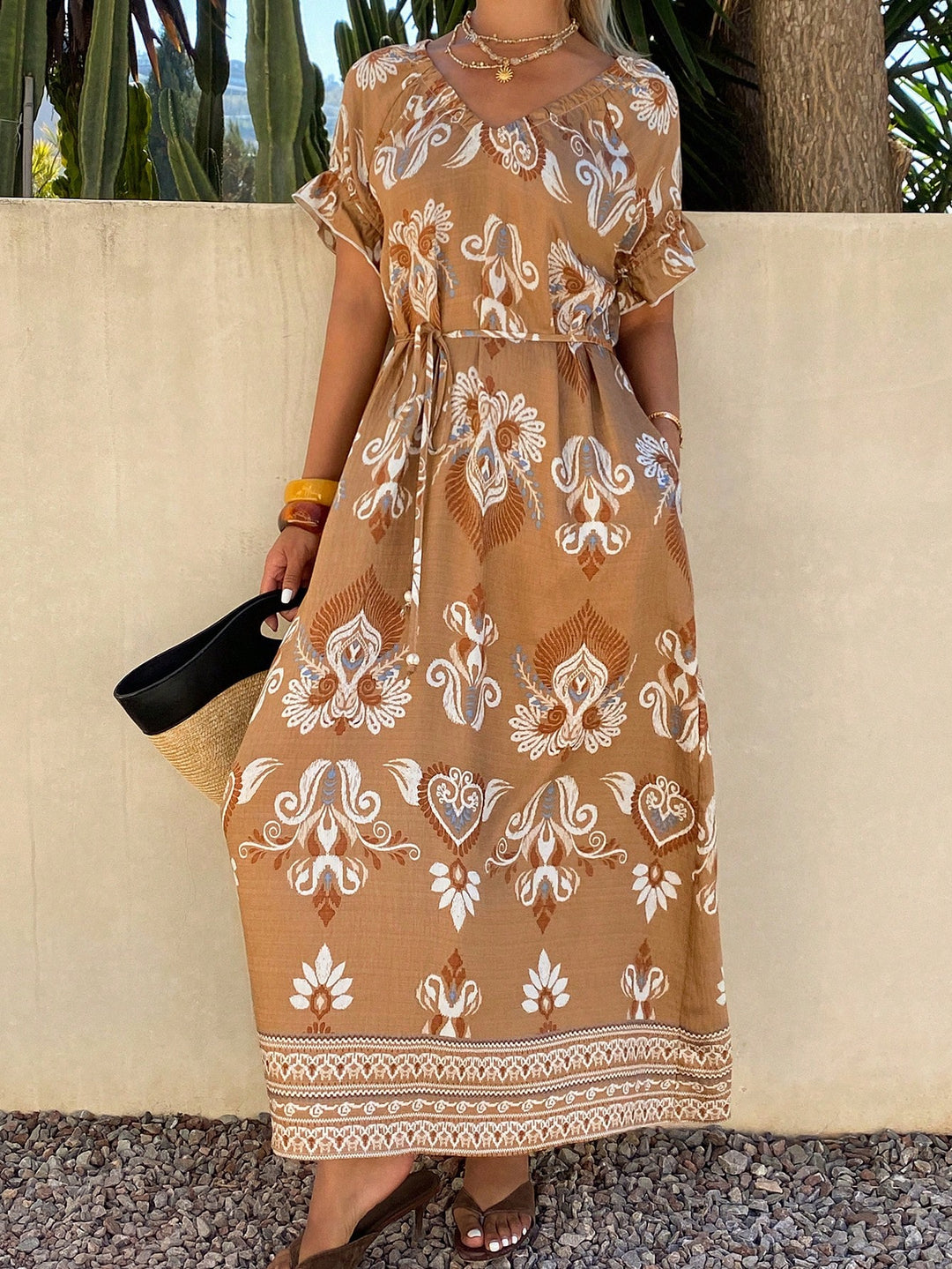Rochie maxi SHEIN, kaki