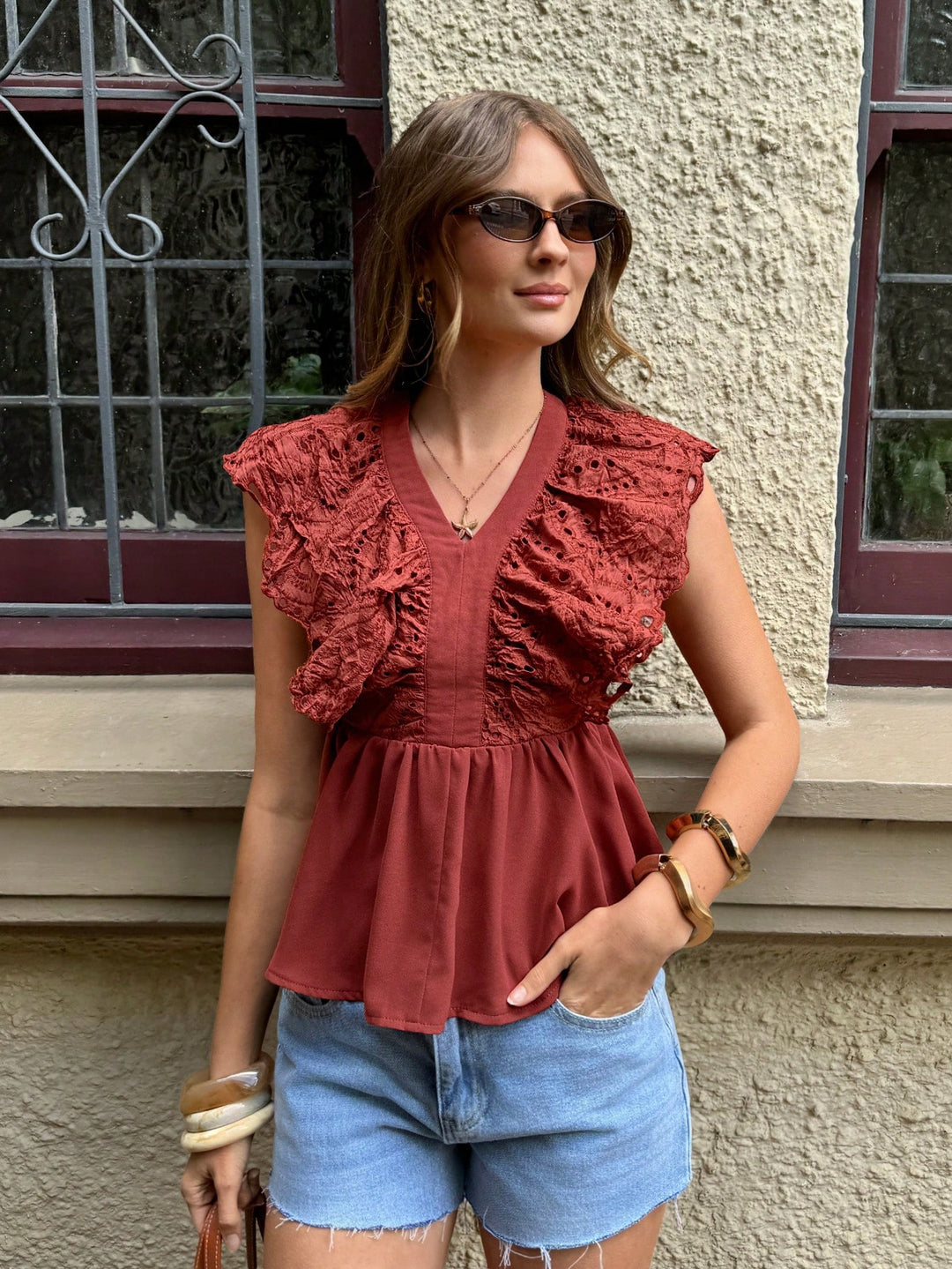 Top SHEIN, cărămiziu