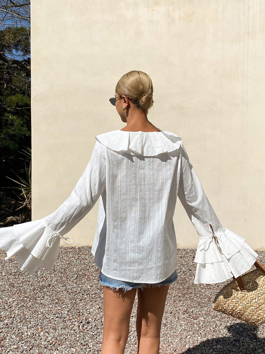 Bluza din bumbac SHEIN, alb
