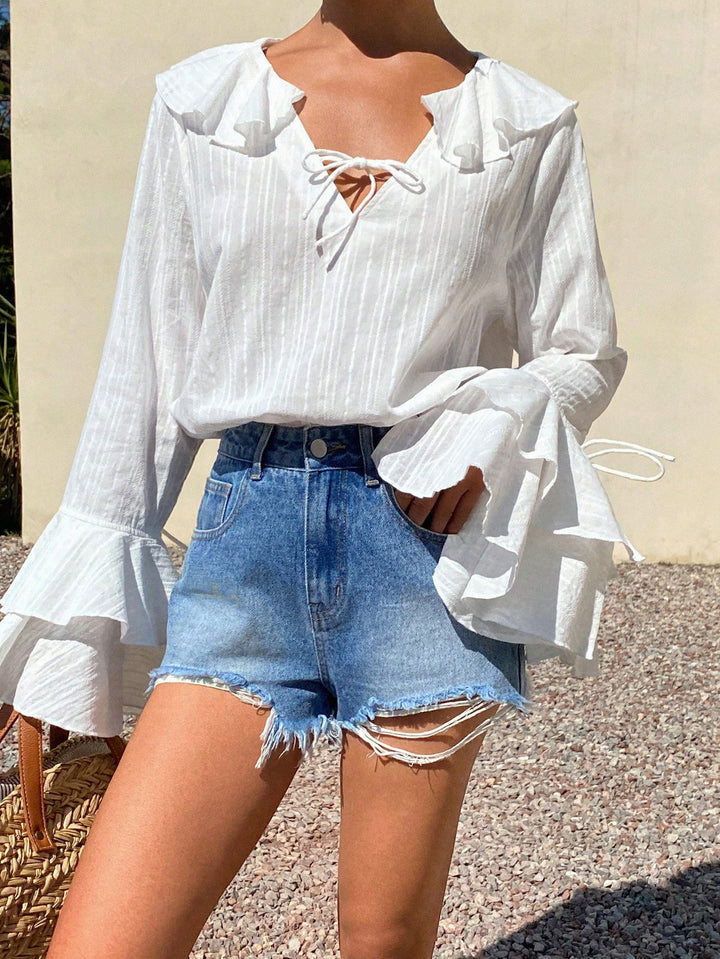 Bluza din bumbac SHEIN, alb