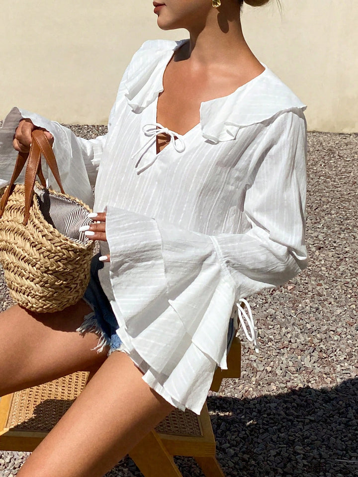 Bluza din bumbac SHEIN, alb