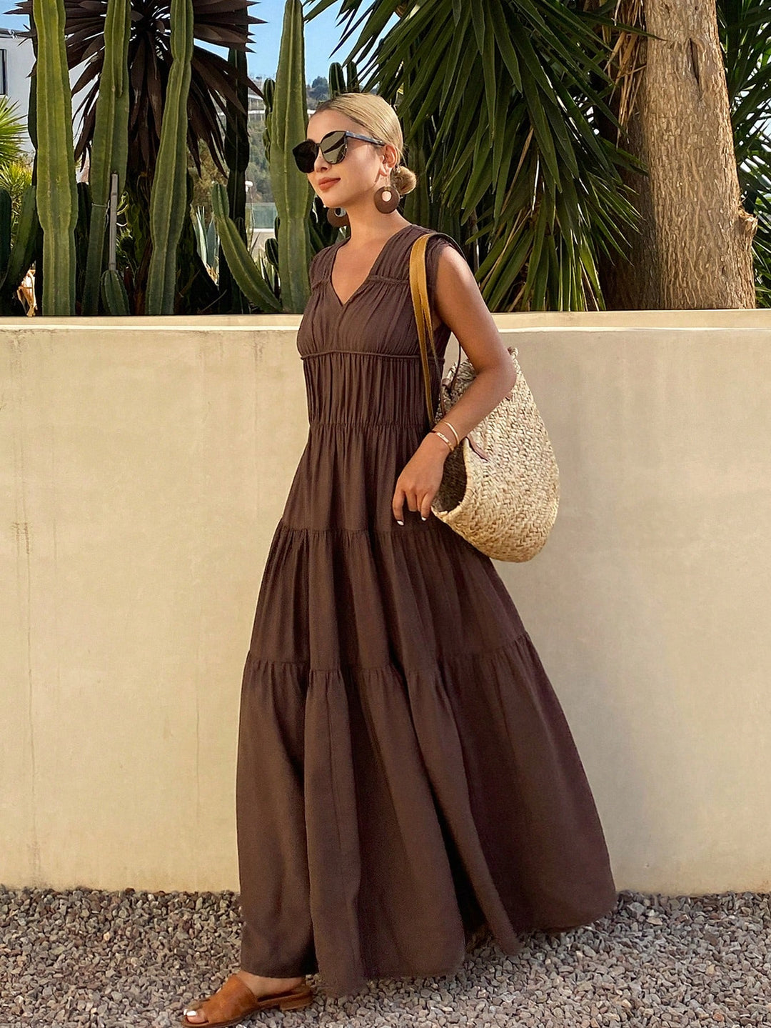 Rochie midi SHEIN, maro