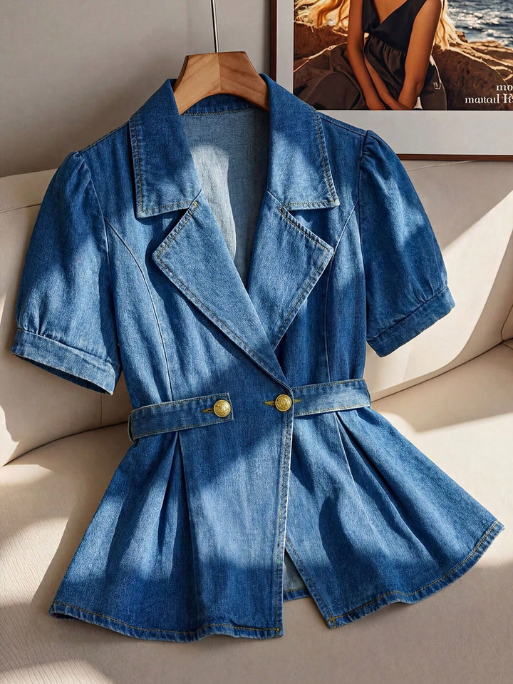 Jachetă de denim SHEIN, albastru