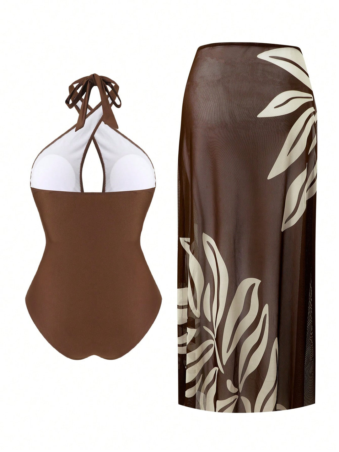 Costum de baie SHEIN, maro