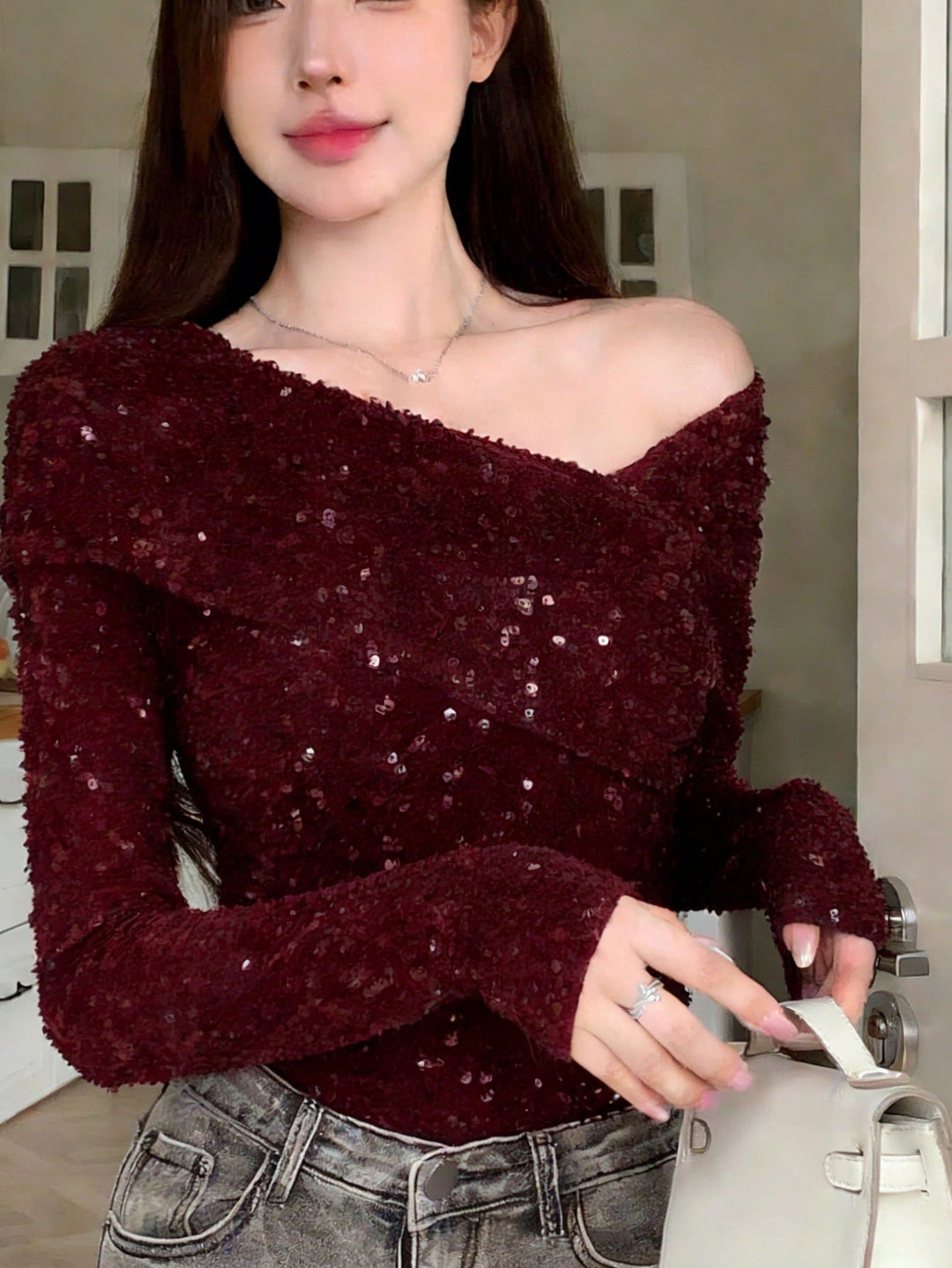 SHEIN blúz, bordó