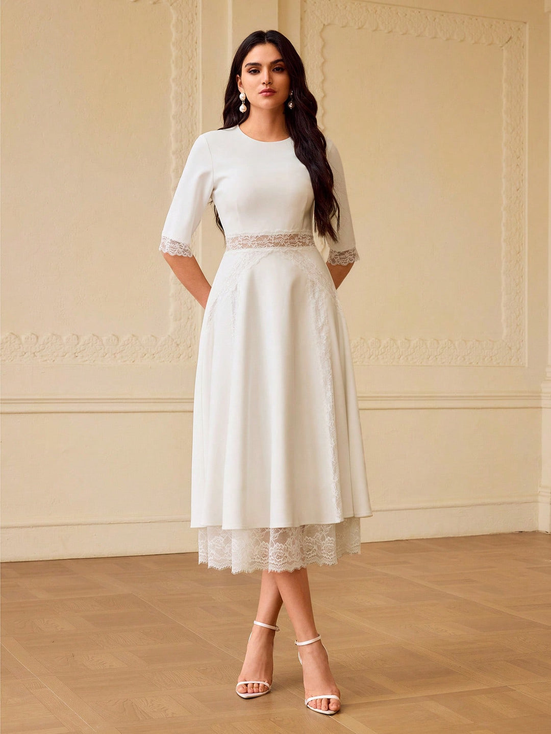Rochie midi SHEIN, alb