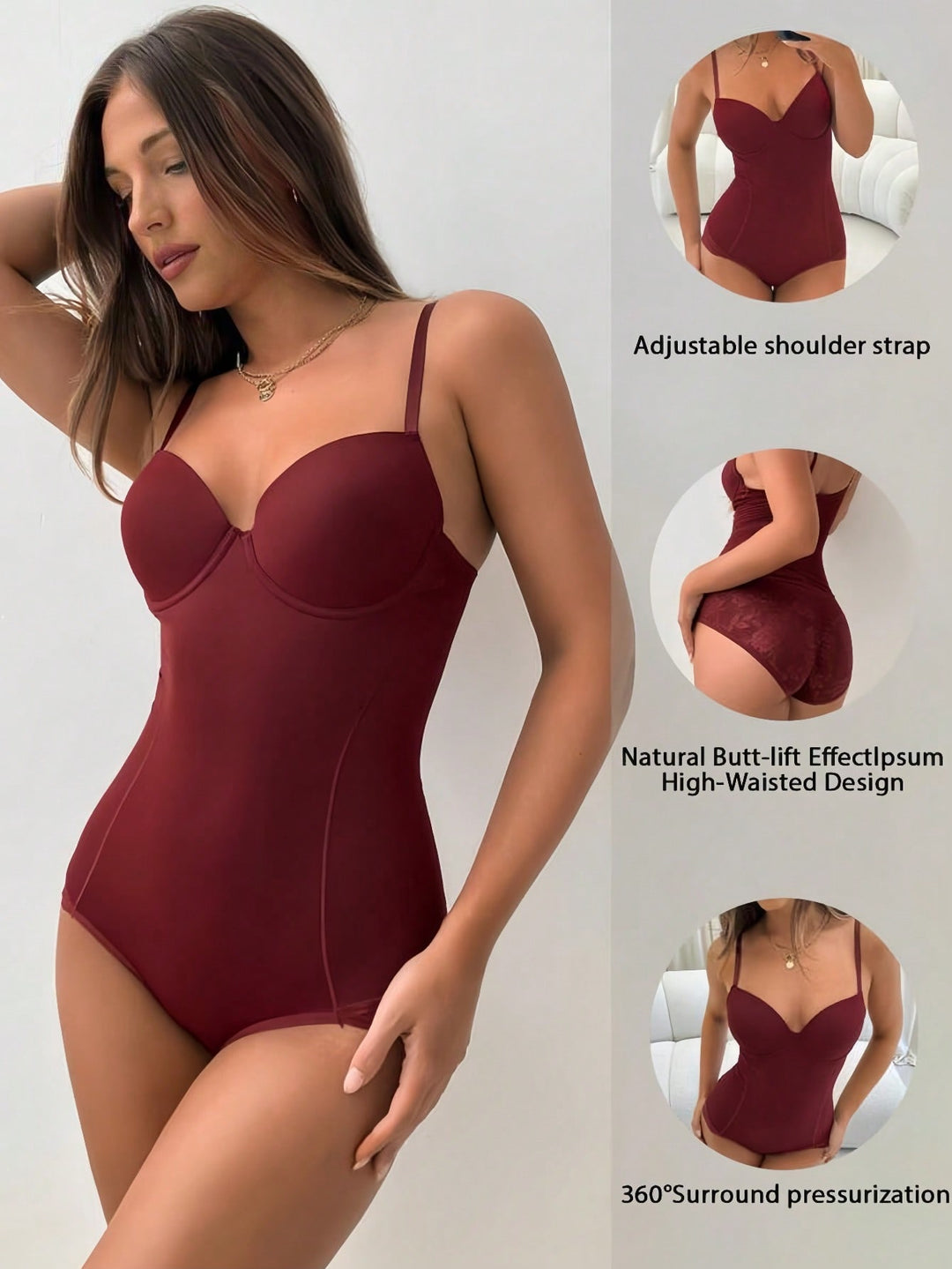 Body modelator SHEIN, vișiniu