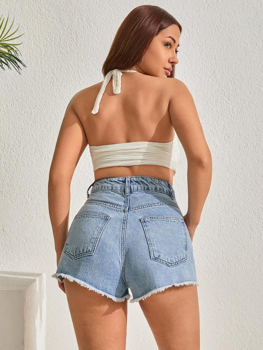 Pantaloni scurți de blugi SHEIN, albastru