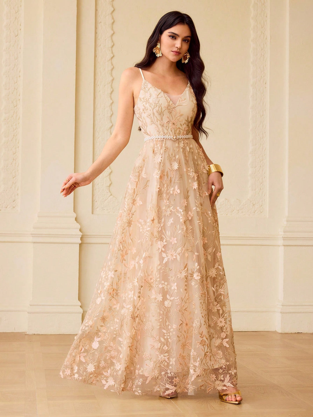 Rochie maxi SHEIN, auriu