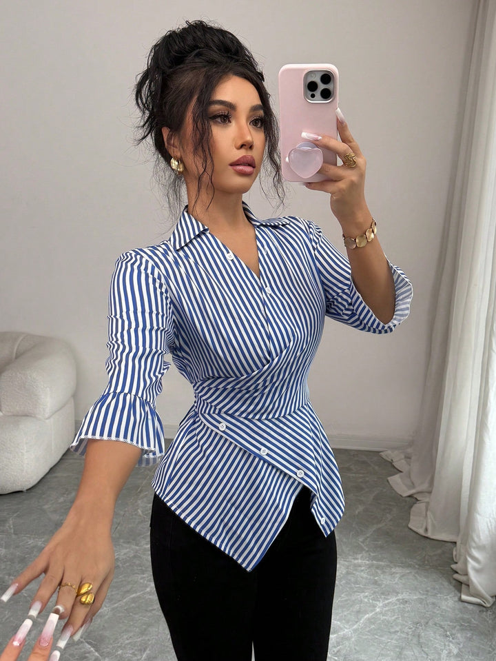 Cămașă tip bluză SHEIN, albastru