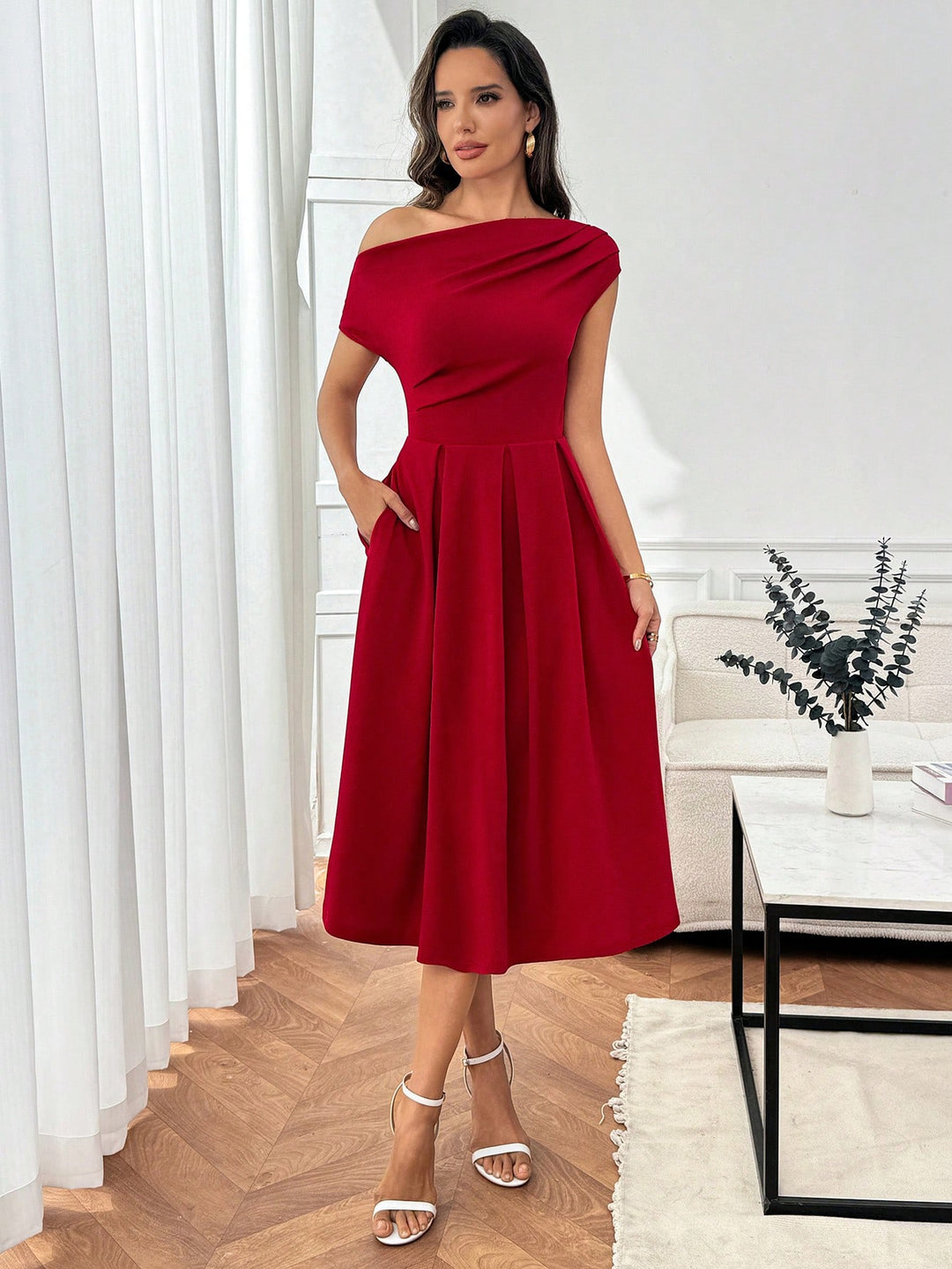 Rochie midi SHEIN, roșu