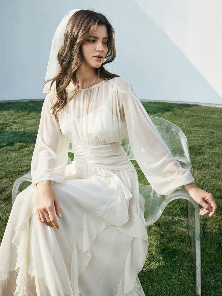 Rochie maxi SHEIN, crem