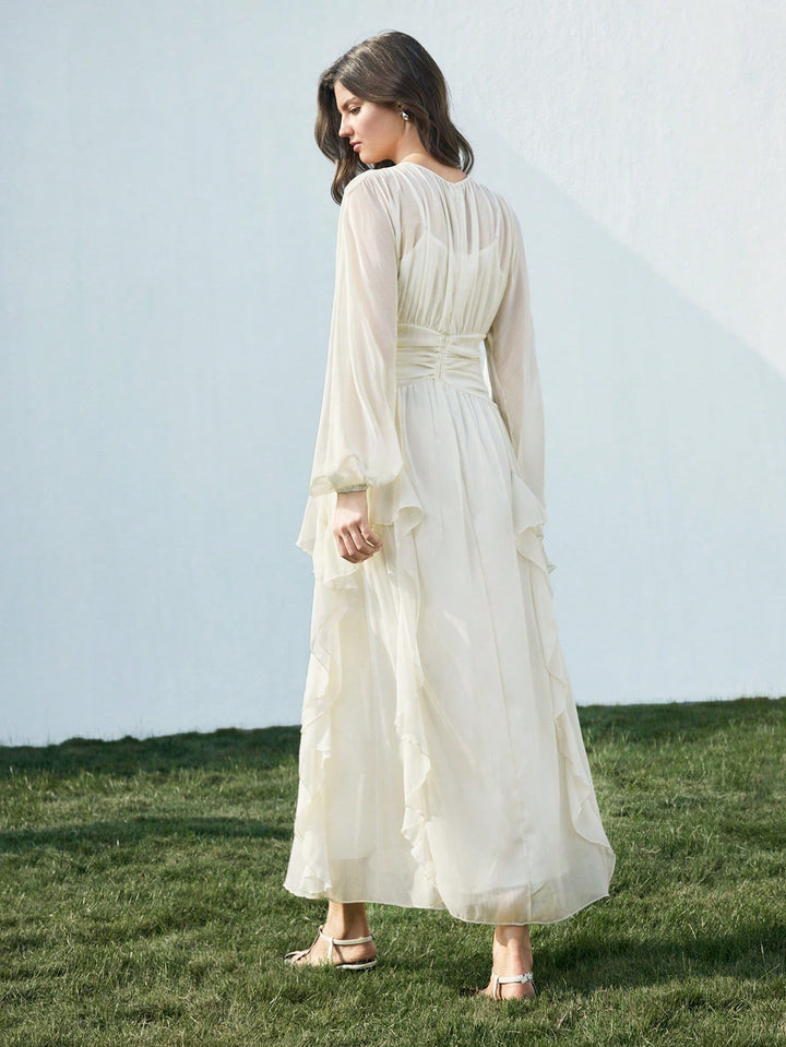 Rochie maxi SHEIN, crem